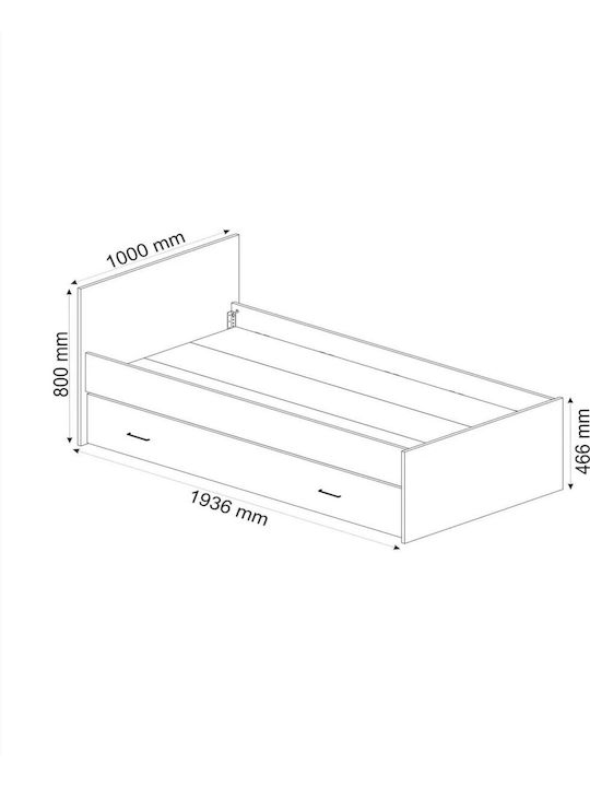 Single Bed 90x190 Cm Without Mattress with Storage Space Second Mattress