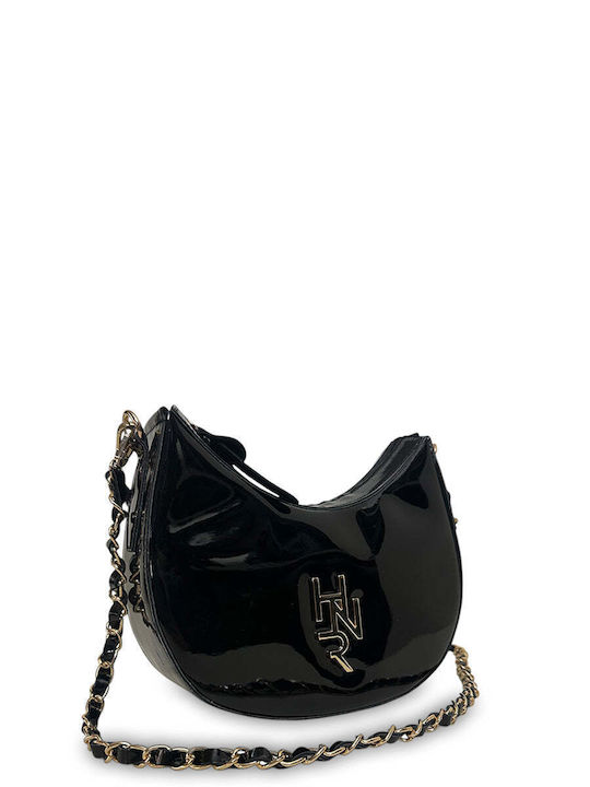 Γυναικεία Τσάντα Mini Hobo Festive Μαύρο Λουστρίνι