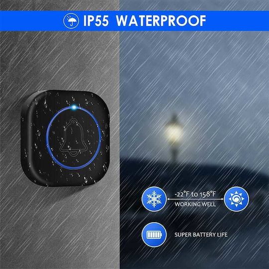 Techsuit Wireless Door Bell Black