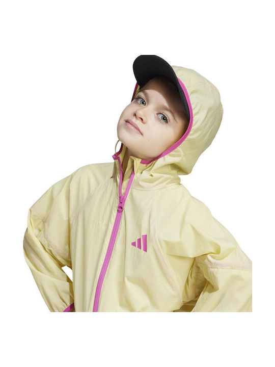 Kids' Sports Jacket Windproof with Hood Yellow