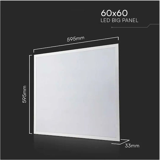 V-TAC Τετράγωνο Χωνευτό LED Panel 40W με Φυσικό Λευκό Φως 4000K 60x60εκ.
