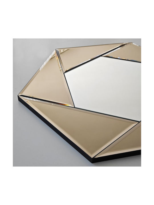 Oglindă De Perete Hexagonală Bronz Detalii 60x70 Cm