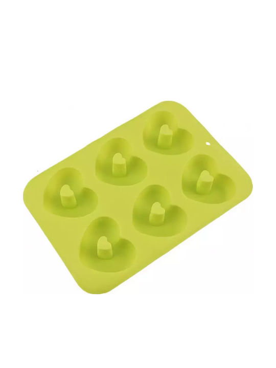 Silicone Bakeware Tins & Trays 6 Heart Donuts Turquoise