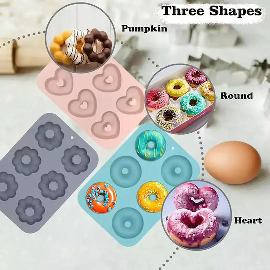 Formă din Silicon 6 Inimii pentru Donuts Σομόν