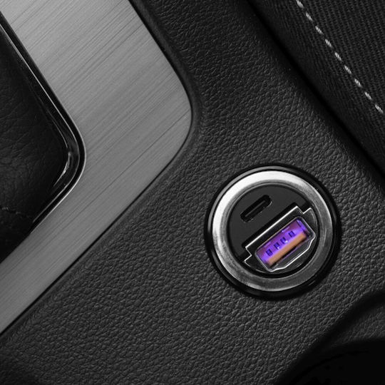 Fixed Auto-Ladegerät 30W mit einer Buchse 1xUSB-A Schwarze Farbe