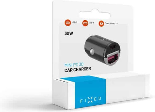 Fixed Auto-Ladegerät 30W mit einer Buchse 1xUSB-A Schwarze Farbe