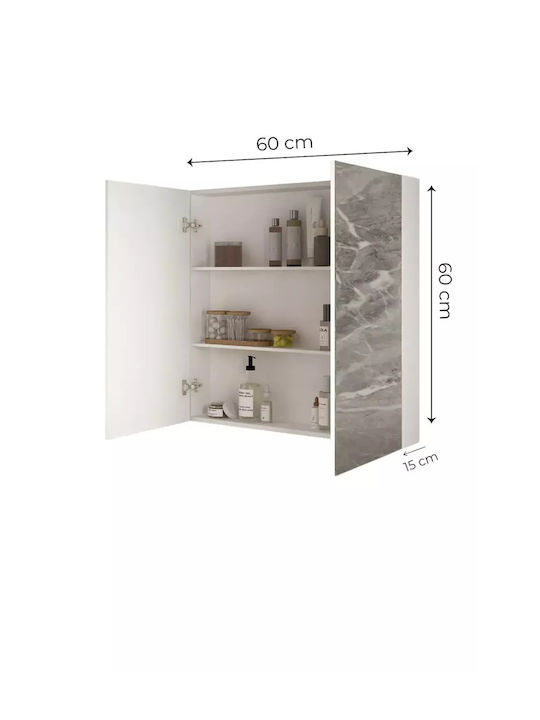 SteweHome Badezimmerspiegel 60 x 60 cm mit Schrank
