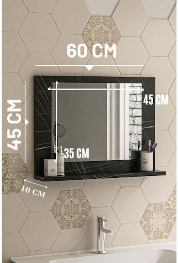 Μαύρος Καθρέπτης Μπάνιου Ράφι – 60x45 Cm