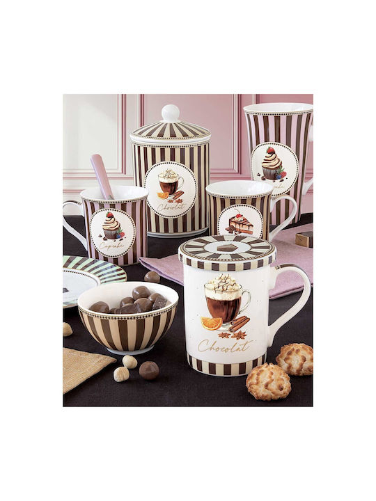 Marva General Use Vase with Lid Made of Porcelain 10.5x13cm 1 Piece