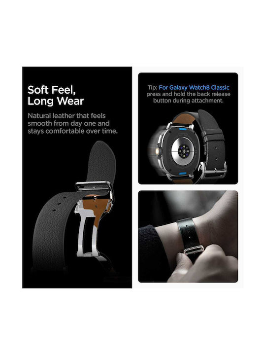 Spigen Enzo Armband Leder Schwarz (Galaxy Watch 8 / 8 Classic)