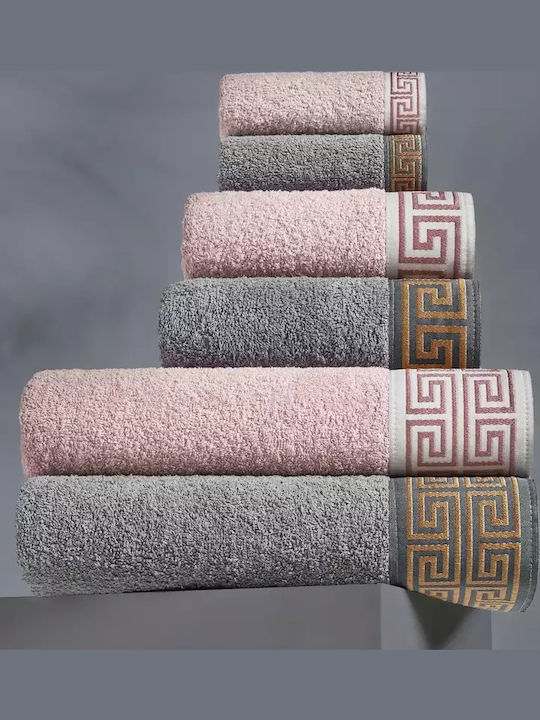 Set of Bath Towels 6 Pieces Elegant Model Anthracite – Powder