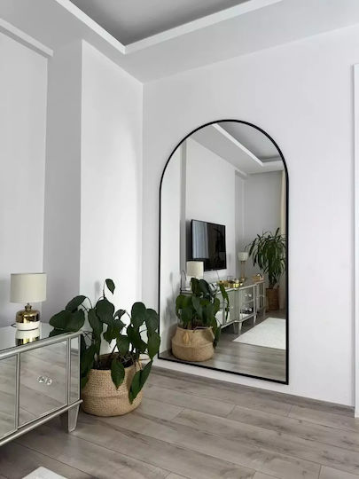SteweHome Arched Mirror with Black Metal Frame 180x100cm