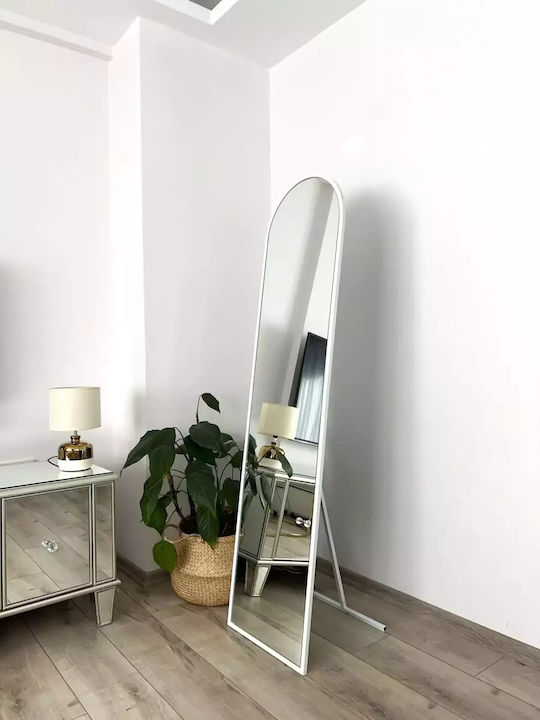SteweHome Arched Floor Mirror with White Metal Frame 160x40cm
