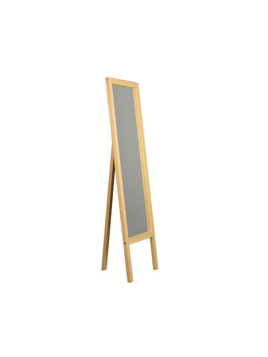 SteweHome Oglindă De Podea Cu Cadru Din Lemn Bej 170x55cm