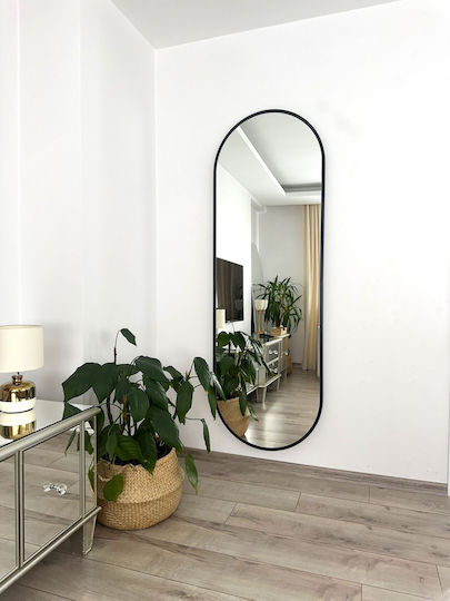 SteweHome Oglindă Ovală cu Cadru Metalic Negru 180x60cm