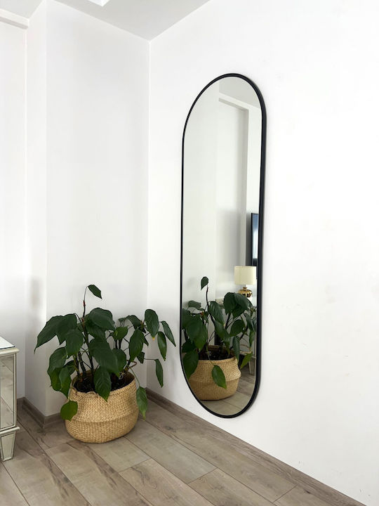 SteweHome Ovaler Boden- oder Standspiegel mit Schwarzem Metallrahmen 180x60cm