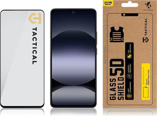 Tactical 5D 0.33mm Tempered Glass Μαύρο (Redmi Note 14 4G / Redmi Note 14 5G / Poco M7 Pro)