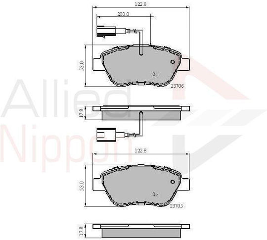 Plăcuțe Față Alfa Romeo Mito 08-18 Citroen Nemo 08- Fiat 500 07- Fiorino 07- Punto 08- Qubo 08- Lancia Musa 04-12 Peugeot Bipp Adb12047-10267