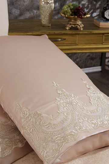 Set Huse Pentru Pilote “diana” Dantelă Franceză Bej 230 X 240cm