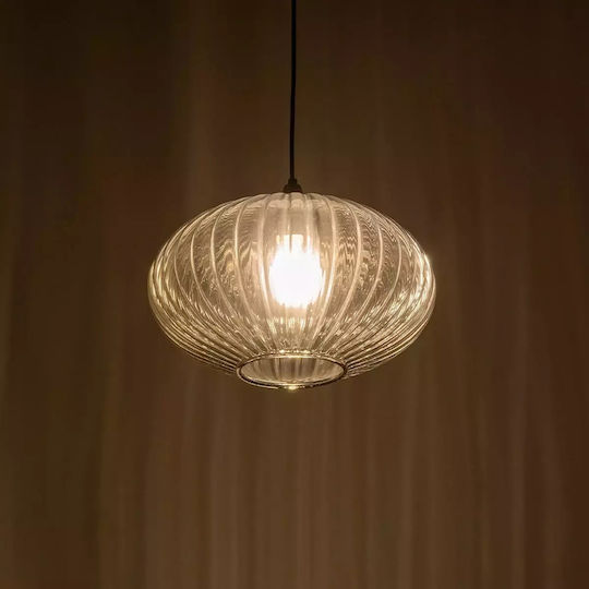 GloboStar Pera Pendant Light Black with Crystals for Socket E27 30x30x22cm