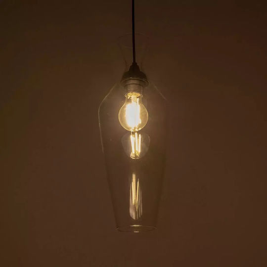 GloboStar Pendant Light Transparent with Crystals for Socket E27 15x15x40cm