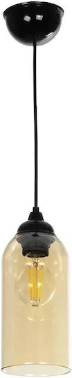 GloboStar Tube Pendant Light Honey with Crystals for Socket E27 10x10x24cm