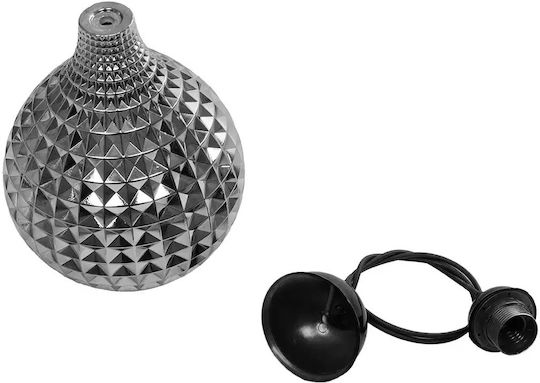 GloboStar Bastik Pendant Light Black with Crystals for Socket E27 22x22x26cm