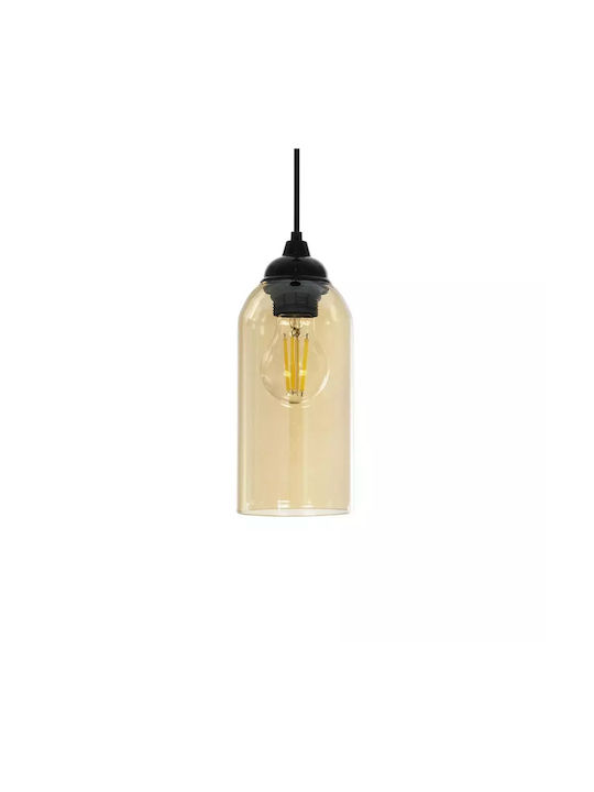 GloboStar Tube Pendant Light Honey with Crystals for Socket E27 10x10x24cm