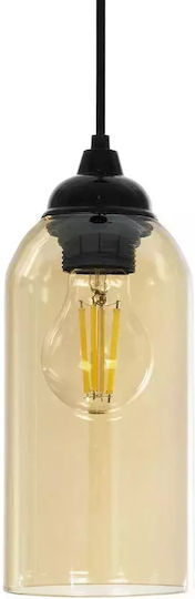GloboStar Tube Pendant Light Honey with Crystals for Socket E27 10x10x24cm