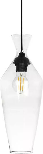 GloboStar Pendant Light Transparent with Crystals for Socket E27 15x15x40cm