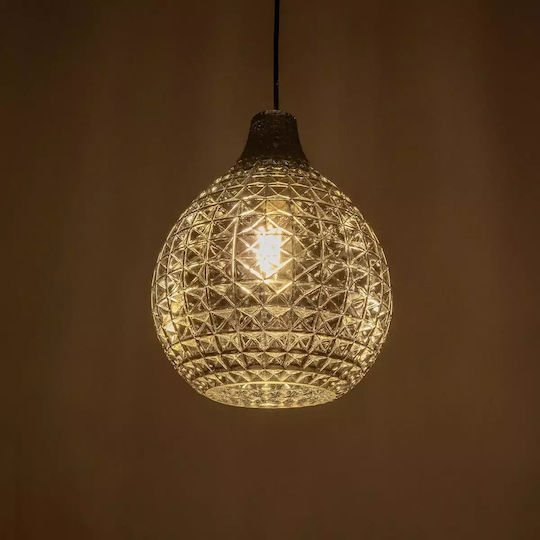 GloboStar Bastik Pendant Light Black with Crystals for Socket E27 22x22x26cm