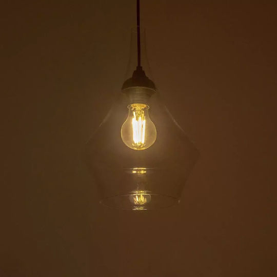 GloboStar Toru Pendant Light Transparent with Crystals for Socket E27 20x20x31cm