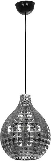 GloboStar Bastik Pendant Light Black with Crystals for Socket E27 22x22x26cm