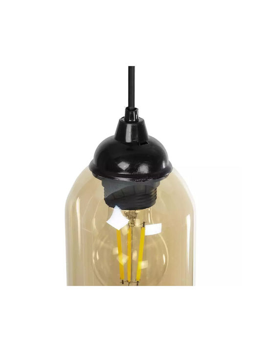 GloboStar Tube Pendant Light Honey with Crystals for Socket E27 10x10x24cm