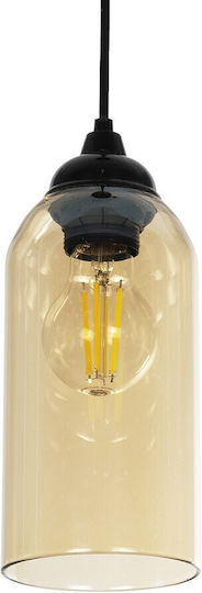 GloboStar Tube Pendant Light Honey with Crystals for Socket E27 10x10x24cm