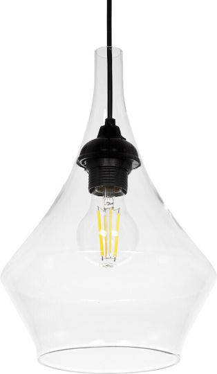 GloboStar Toru Pendant Light Transparent with Crystals for Socket E27 20x20x31cm