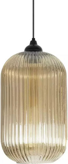 GloboStar Meloni Pendant Light Honey with Crystals for Socket E27 20x20x38cm