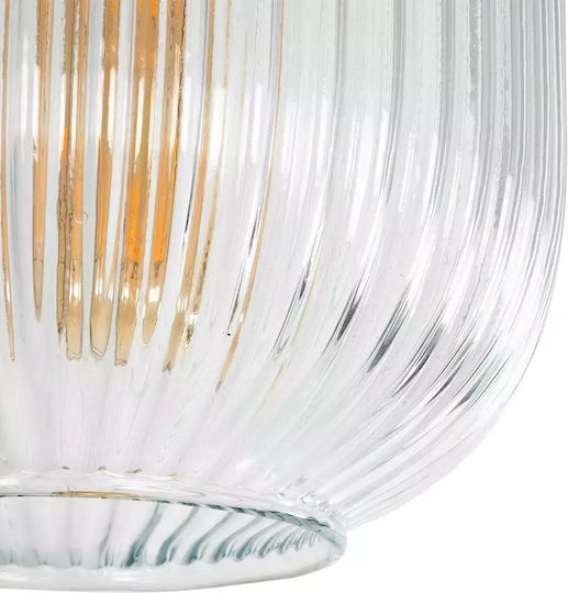 GloboStar Meloni Pendant Light Transparent with Crystals for Socket E27 20x20x38cm