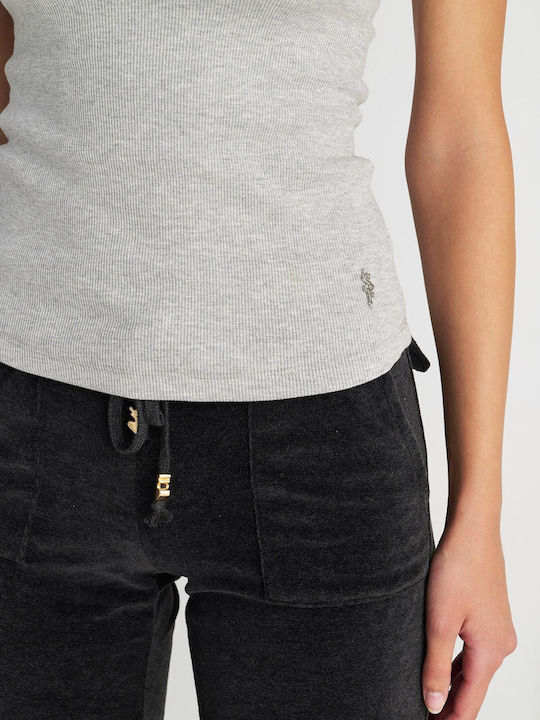 Damen Bluse Baumwolle Ärmellos Gray