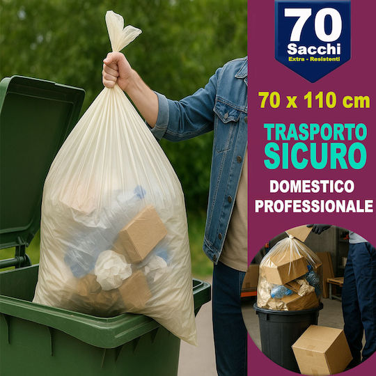 Bakaji Σακούλες Απορριμάτων Μεγάλης Αντοχής Χωρητικότητας 110lt 110x70cm 10x70τμχ Πορτοκαλί