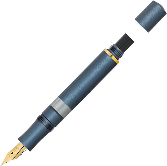 Kaweco Piston Sport Al Navy-auriu Set Starter Stilou Cu Cerneală Ef Extra Fine