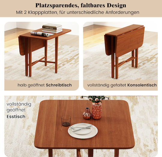 Τετράγωνο Κουζίνας Πτυσσόμενο Καφέ 90x90x74.5εκ. Τετράγωνο Κουζίνας Πτυσσόμενο Καφέ 90x90x74.5εκ.