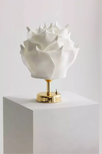 SteweHome Dekorative Tischlampe Blumenform Eva Goldene Basis Weiß