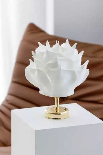 SteweHome Dekorative Tischlampe Blumenform Eva Goldene Basis Weiß