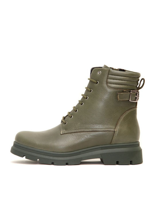 Leder Stiefeletten Damen Grün