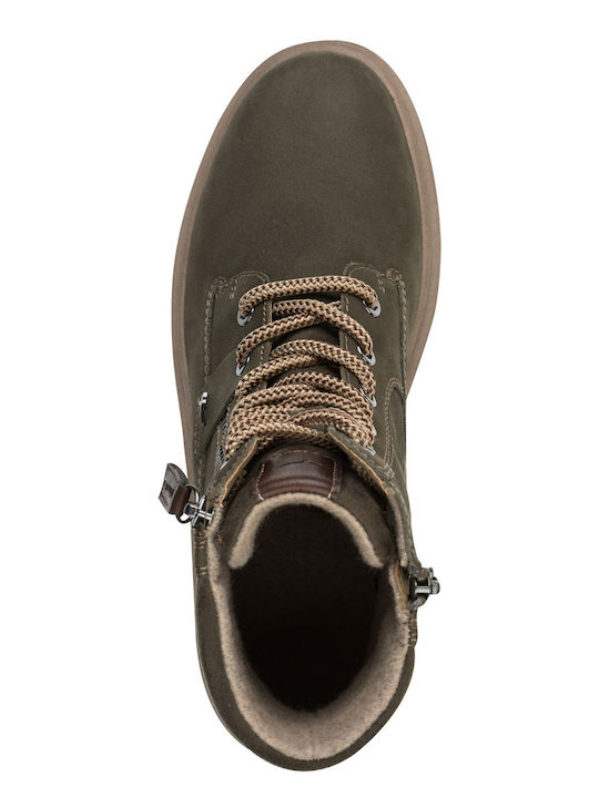 Leather Women's Ankle Boots Khaki