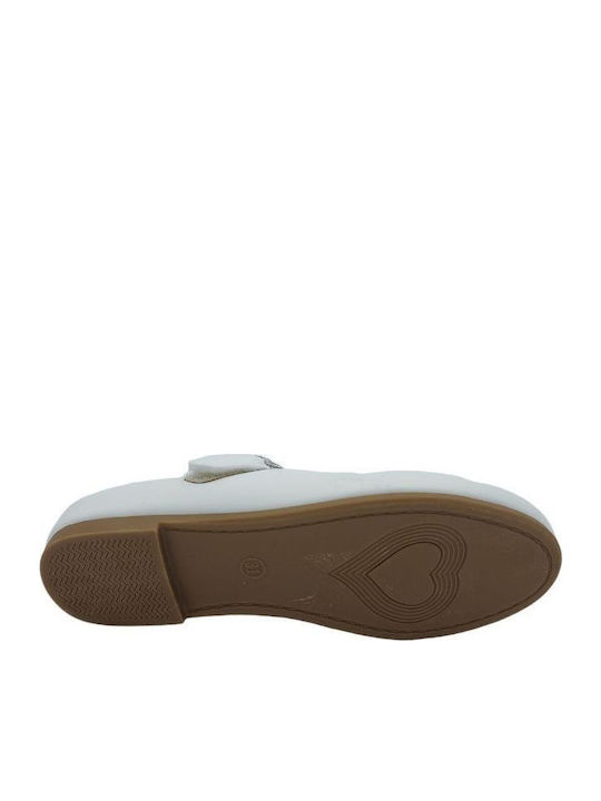 Kids Ballerinas with Elastic Strap White