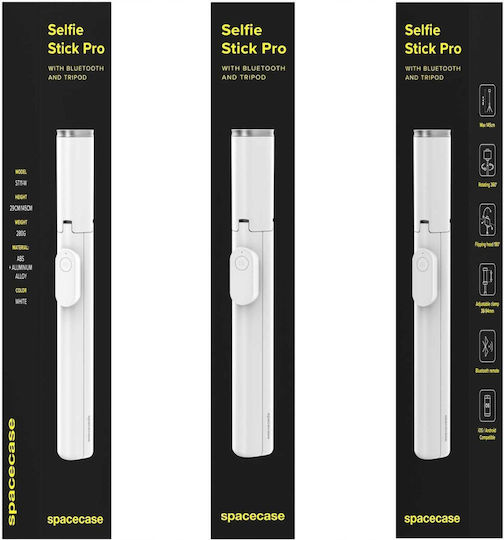 Spacecase ST11 Selfie Stick with Bluetooth Remote Control White