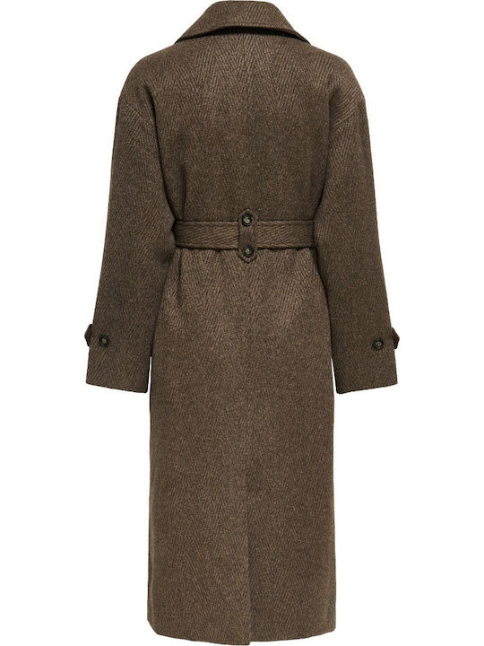 Damen Brown Mantel mit Knöpfen