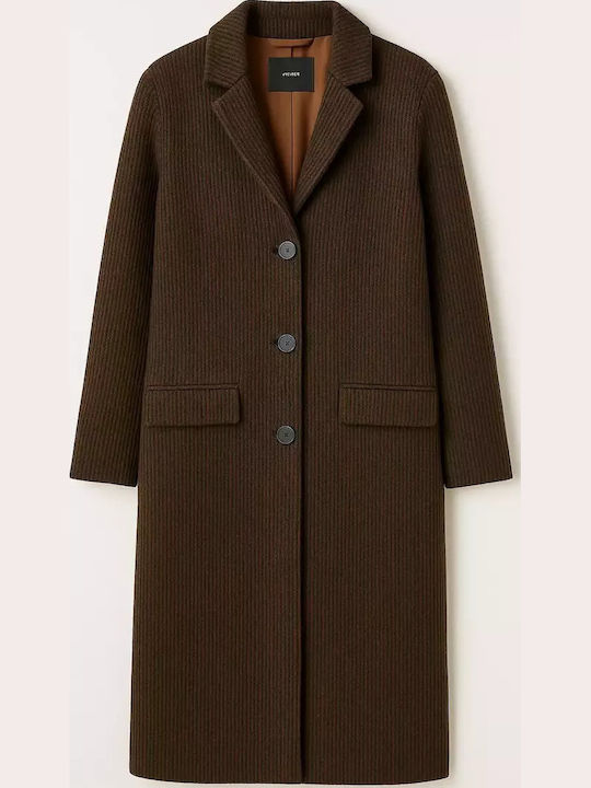 Wolle Damen Brown Mantel mit Knöpfen